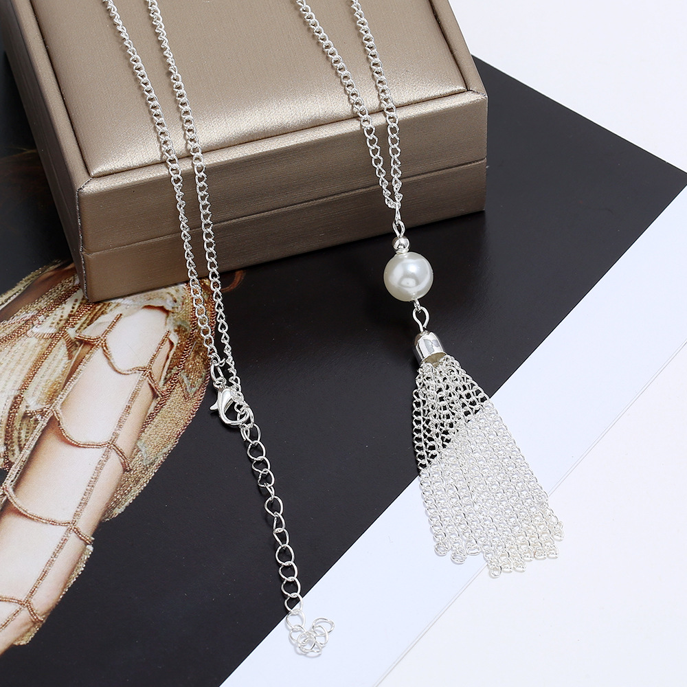 fashion metal geometric Y-shaped pendant long necklace