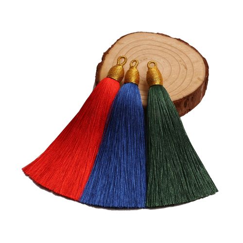 Gold-threaded ribbon cap screw cap tassels half-finished 8cm ring gold tassel fan pendant bookmark musical instrument hanging tassel