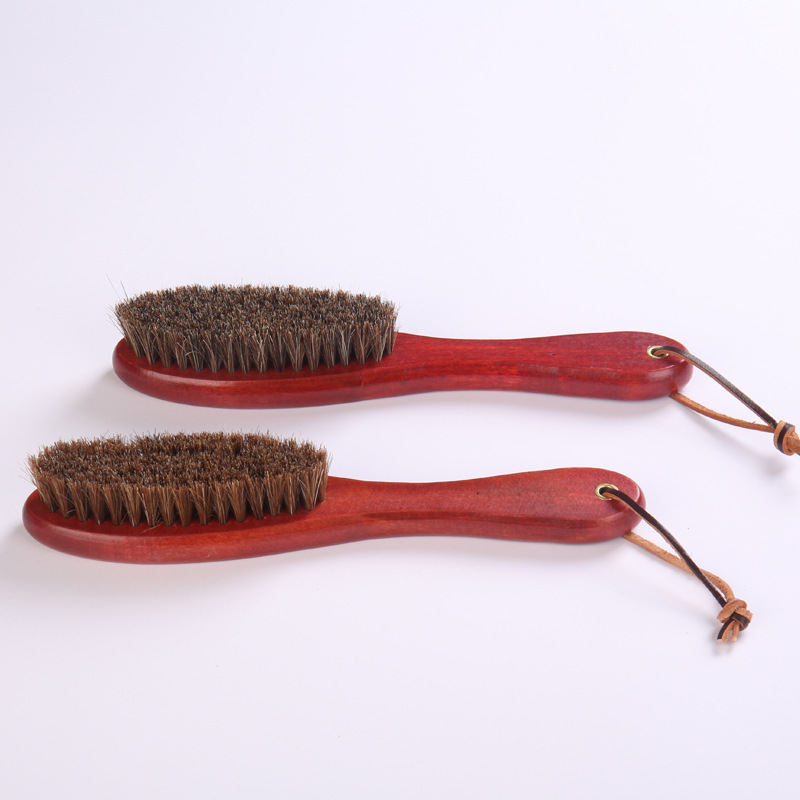 Long handle horse hair brush with rope soft hair shoe brush bed brush horse bristle brush polishing upper shoe oil brush scrub suede cleaning brush