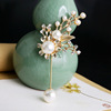 Brooch, Hanfu from pearl, accessory, sweater, pin lapel pin, Chinese style, flowered, gold and silver