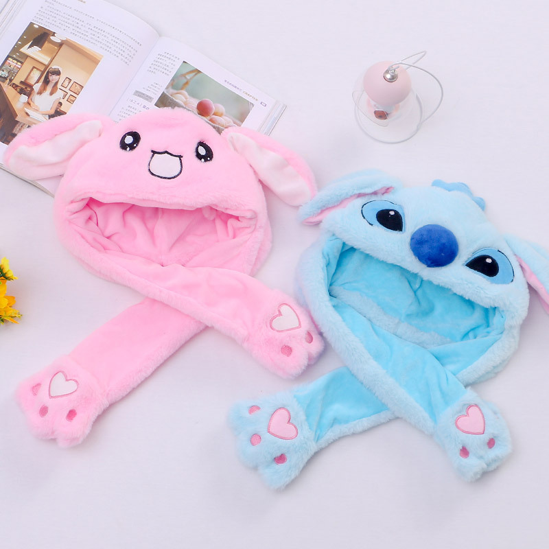 跨境厂家直销抖音同款网红帽子耳朵会动的兔子气囊帽少女一件代发|ru