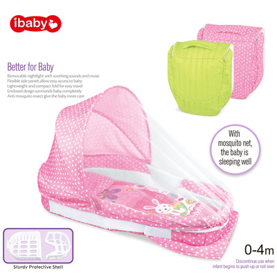 带蚊帐全包围婴儿分隔床 卡通图案床中床 音乐灯光折叠式婴儿床|ru