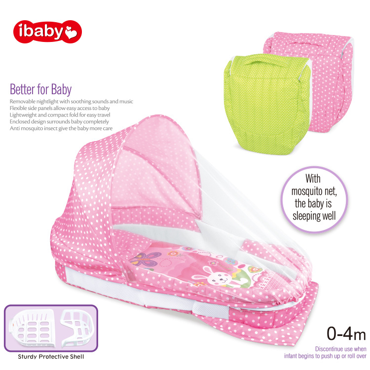 带蚊帐全包围婴儿分隔床 卡通图案床中床 音乐灯光折叠式婴儿床|ru