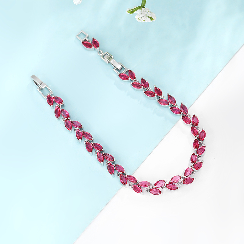 Rainbow Zircon Bracelet With Forget Me Not Floral Elements_voghion.com