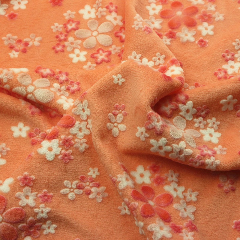 潮女装家纺睡衣浴袍面料全涤经编双面印花烂花烧花法莱绒法兰绒布