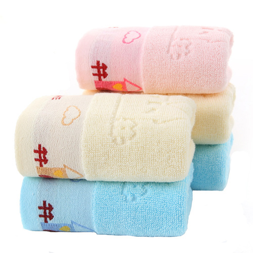 Children's cotton towels manufacturer wholesale 25*50cm soft absorbent 100% cotton baby and children cartoon kindergarten small towels