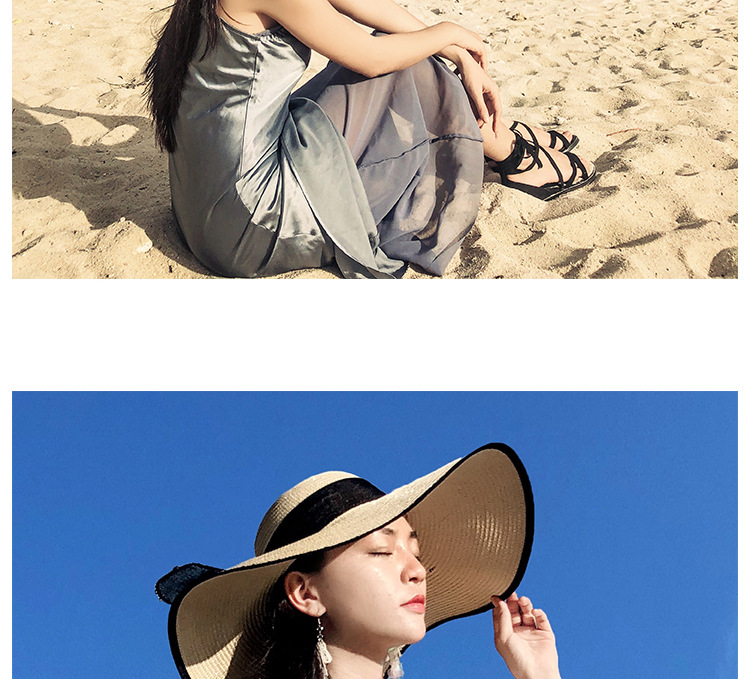 Women's Vacation Solid Color Bowknot Big Eaves Straw Hat display picture 4