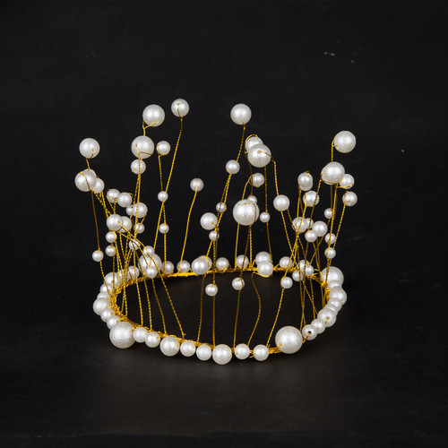 Tassel Crown Cake Ornaments Seaweed Pearl Crown Decoration Birthday Party Wedding Cake Crown Accessories