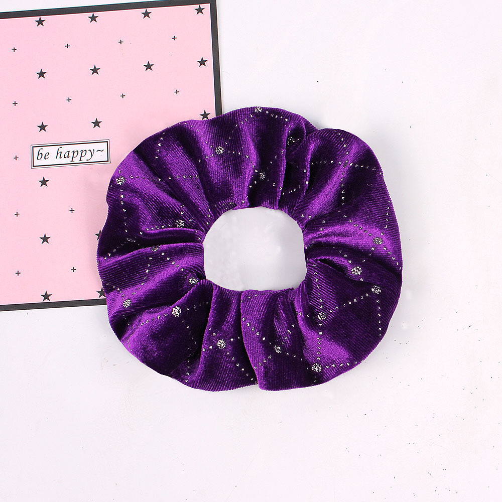 New Fashion Gold Velvet Hot Drill Velvet Point Drill Cheap Scrunchies Wholesale display picture 5