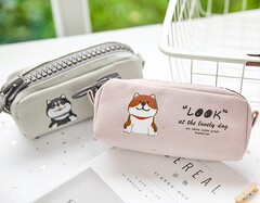 Creative cartoon cute dog big zipper girl heart large capacity pencil bag stationery bag pencil bag