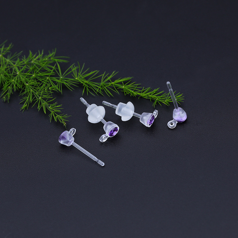 Bringing drilling cup earrings/purple red (including mushroom ear block)