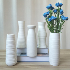 White pigment burnished thread ceramic vase wide mouth fresh and minimalist modern living room TV cabinet home antique