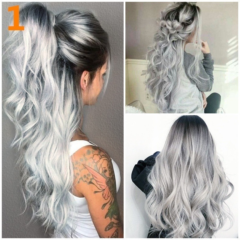 Amazon Foreign Trade CrossBorder ECommerce Wig European and American Long Hair Chemical Fiber Gradient Granny Grey Rose Net HighEnd Supplypicture18