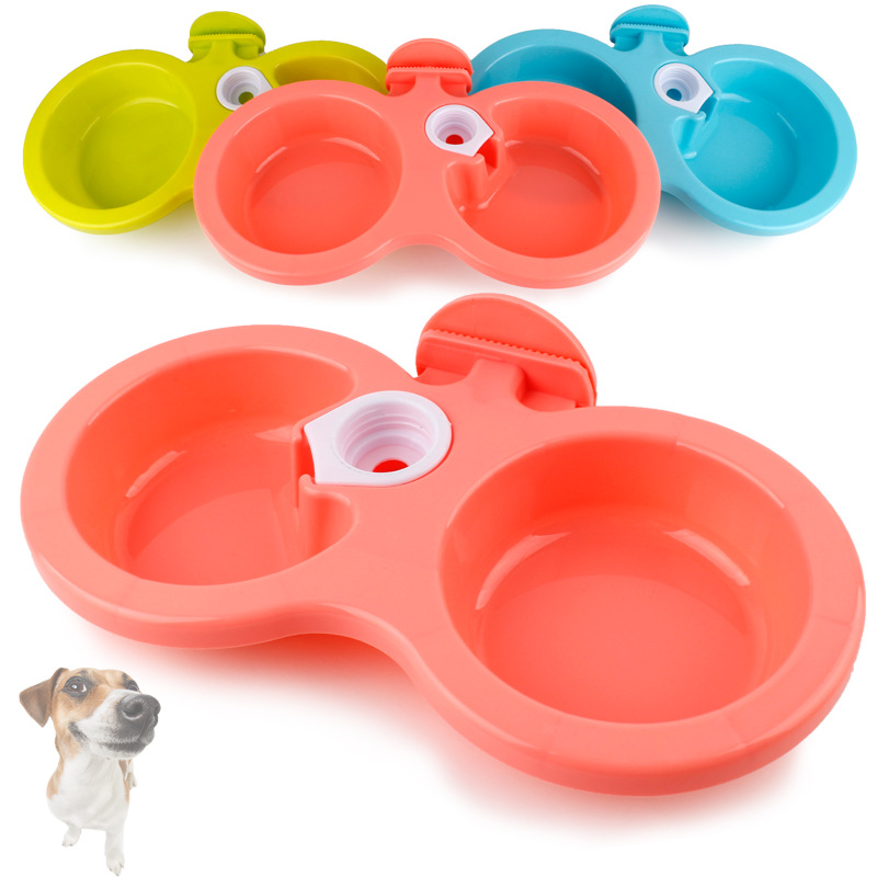 Pet Bowl Plastic Hanging Water dispenser Dogs Feeder Hanging Cage Dog bowl Double bowls Pet Supplies Manufactor wholesale