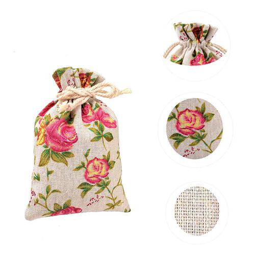 Rose Drawstring Cotton Pouch Jewelry Bag Wedding Party Gift Bag Dragon Boat Festival Mosquito Repellent Sachet Empty Bag