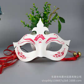日式和风手绘皇冠半脸纸浆面具订制生产圣诞节日——表演装扮