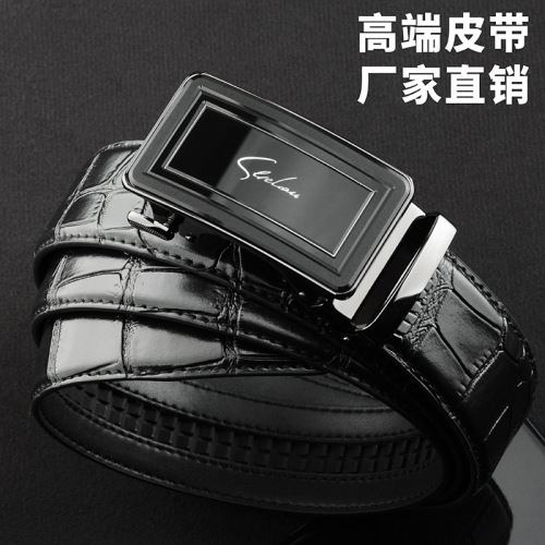 High-end men's crocodile leather belt business genuine leather personalized crocodile leather automatic buckle belt men's high-end pants belt
