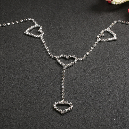 Manufacturer of bridal jewelry, car show sexy model rhinestone love waist chain, fashionable European and American waist jewelry
