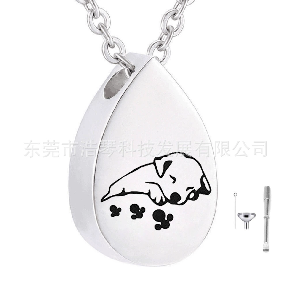 Ebay Горячая Распродажа памятных домашних животных волос пепел Ожерелье Капли-образный спящий щенок cinerary шкатулка кулон флакон духов