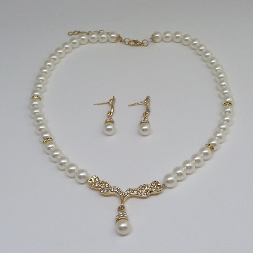 Cross-border European and American Wish AliExpress Angel Wing Pearl Necklace Earrings Set Accessories Wholesale