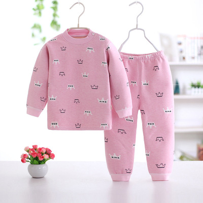 2018秋冬新款儿童保暖内衣套装小童肩扣保暖套装儿童保暖内衣加绒|ms