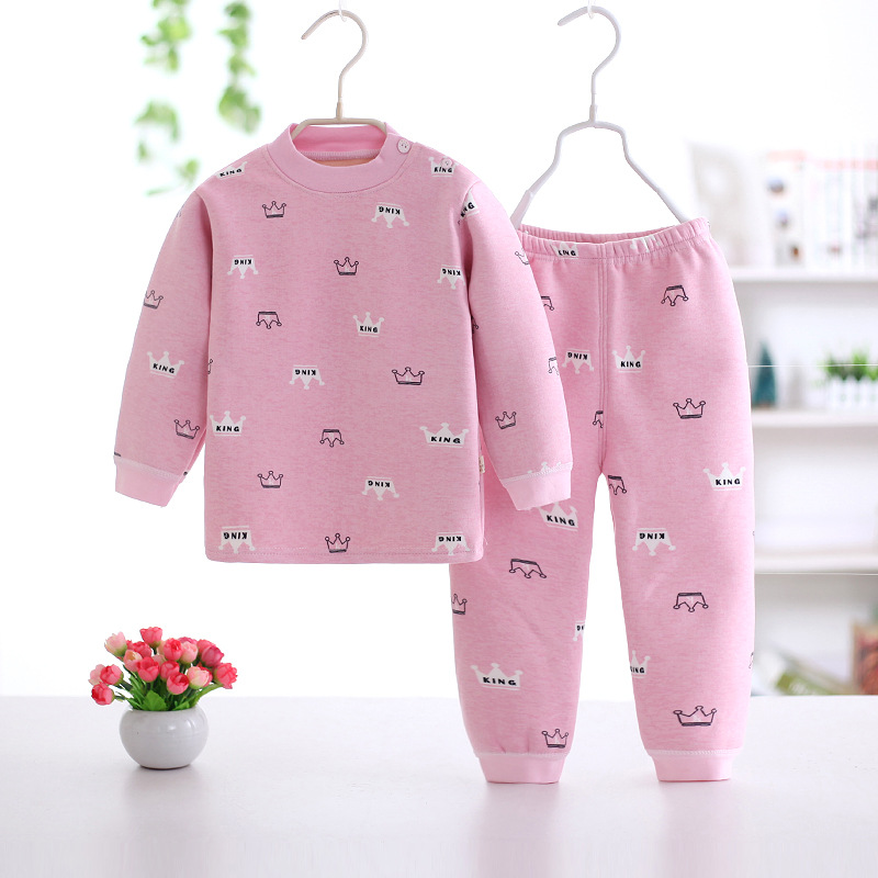 2018秋冬新款儿童保暖内衣套装小童肩扣保暖套装儿童保暖内衣加绒|ms