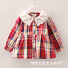 new pattern girl Cotton lattice Long sleeve shirt children cotton Baby clothes suit 1-5 Year-old factory outlets
