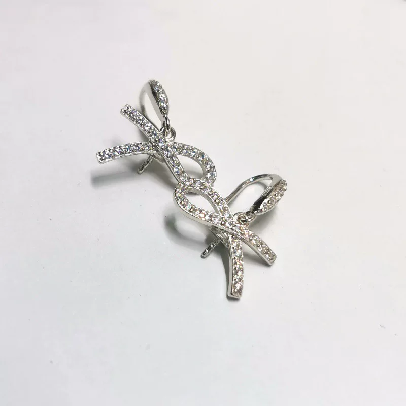 Серьги, аксессуар с бантом, образец из серебра 925