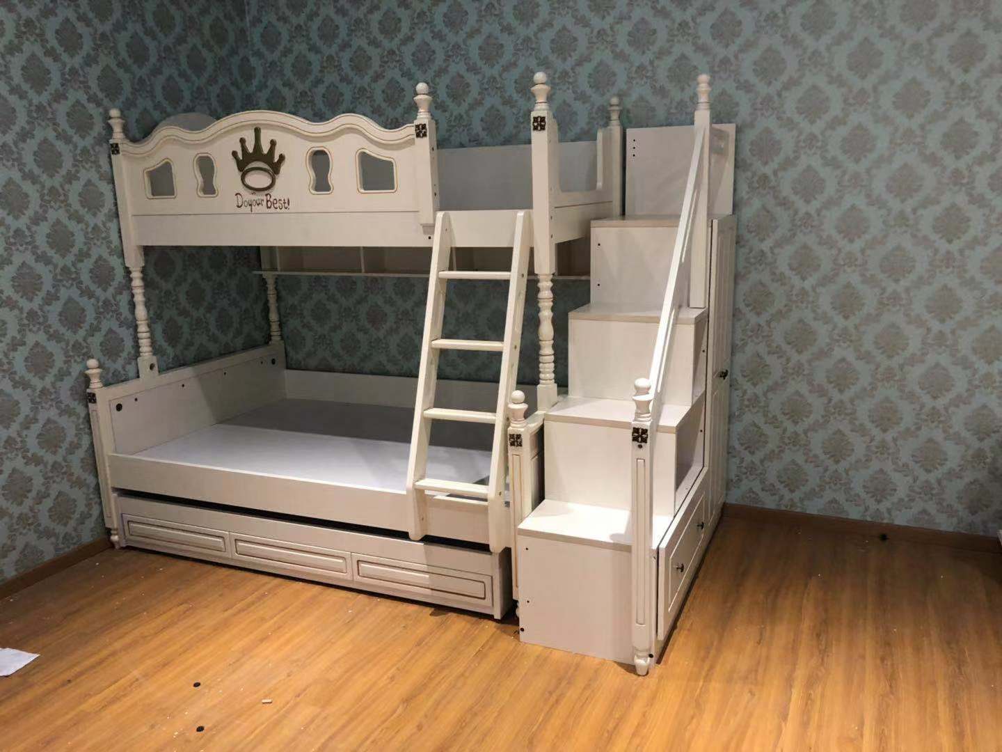 高低床上下床双层床女孩公主床实木子母床多功能儿童上下床母子床