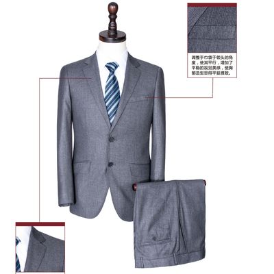 羊毛黑双扣男西服定做西装批发商务职业装订制结婚礼服正装量体裁