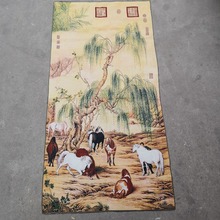 古玩批发织锦画挂画苏绣刺绣画画唐卡马图装饰挂件