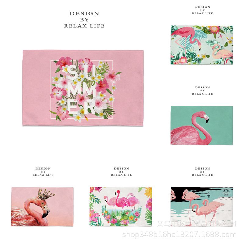 direct deal Amazon Explosive money Flamingo Like a breath of fresh air Flax Mat Napkin Table linen multi-function