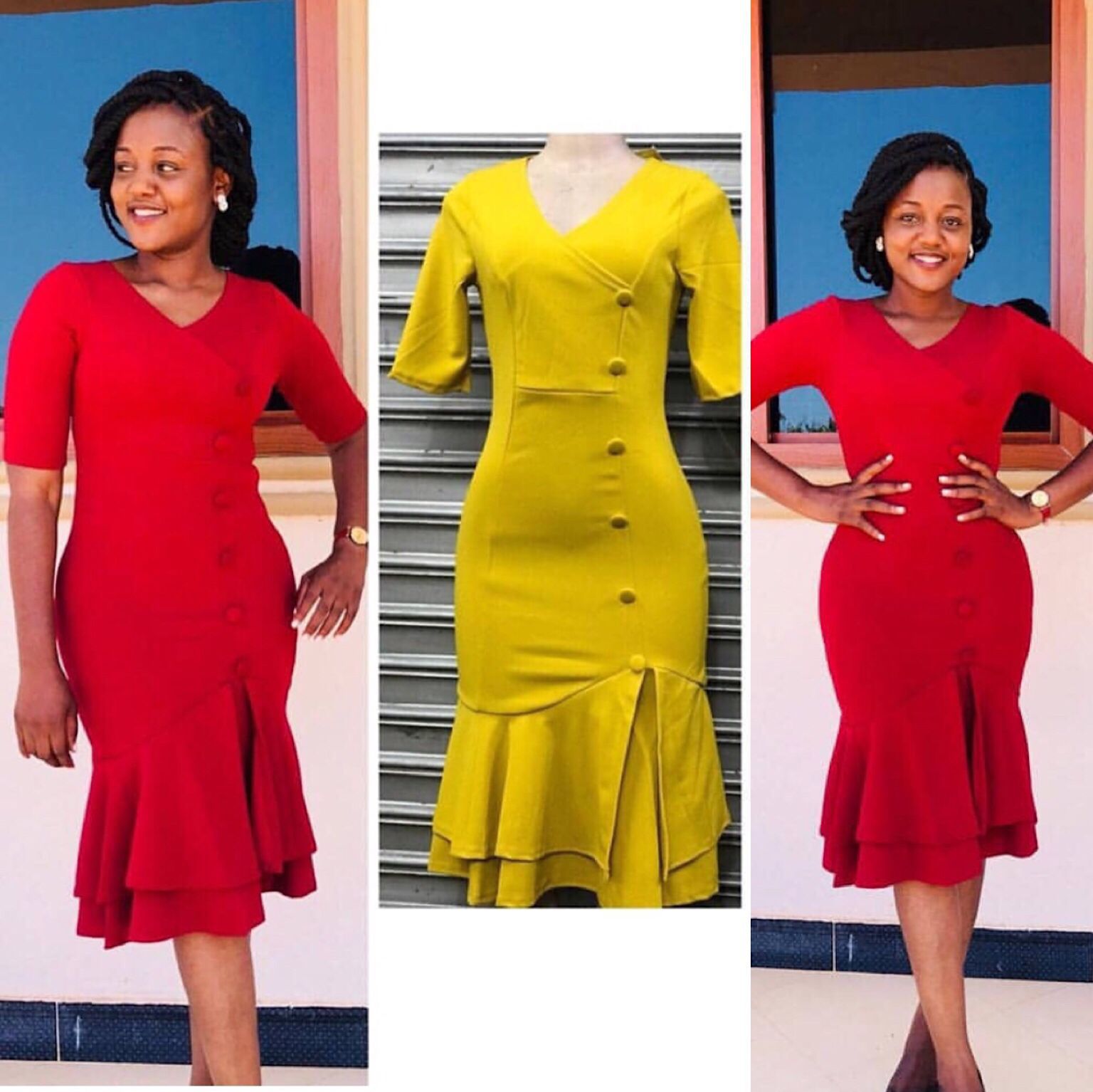 African Women's 2023 New Cross-border Supply AliExpress Amazon Large Size Solid Color Slim V-neck Dress