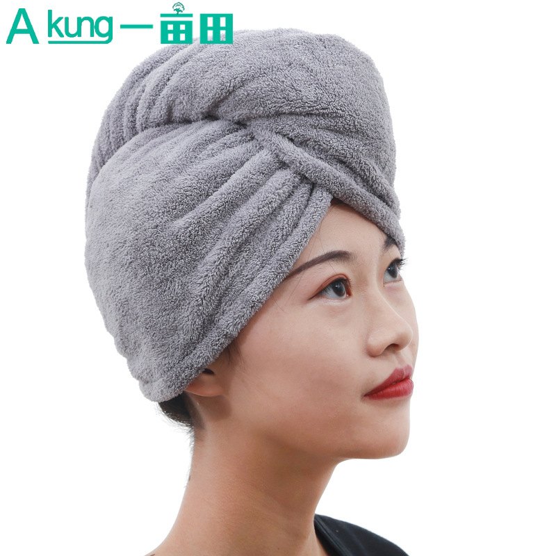 一件代发珊瑚绒干发帽 女双层可爱韩国三角吸水包头巾速干韩式