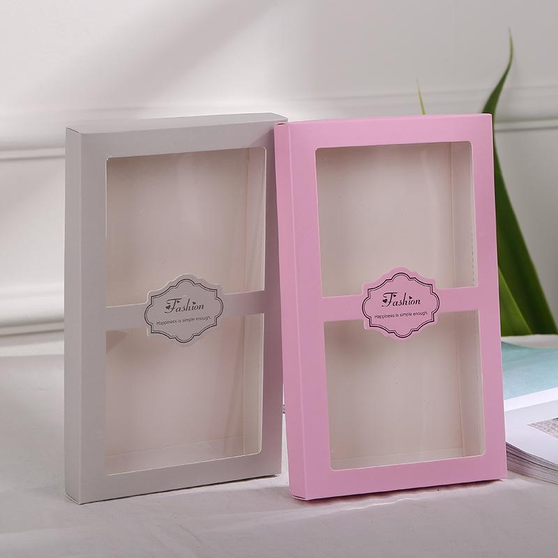 新款丝巾包装礼盒粉色简约开窗包装内衣内裤包装盒T恤包装盒现货