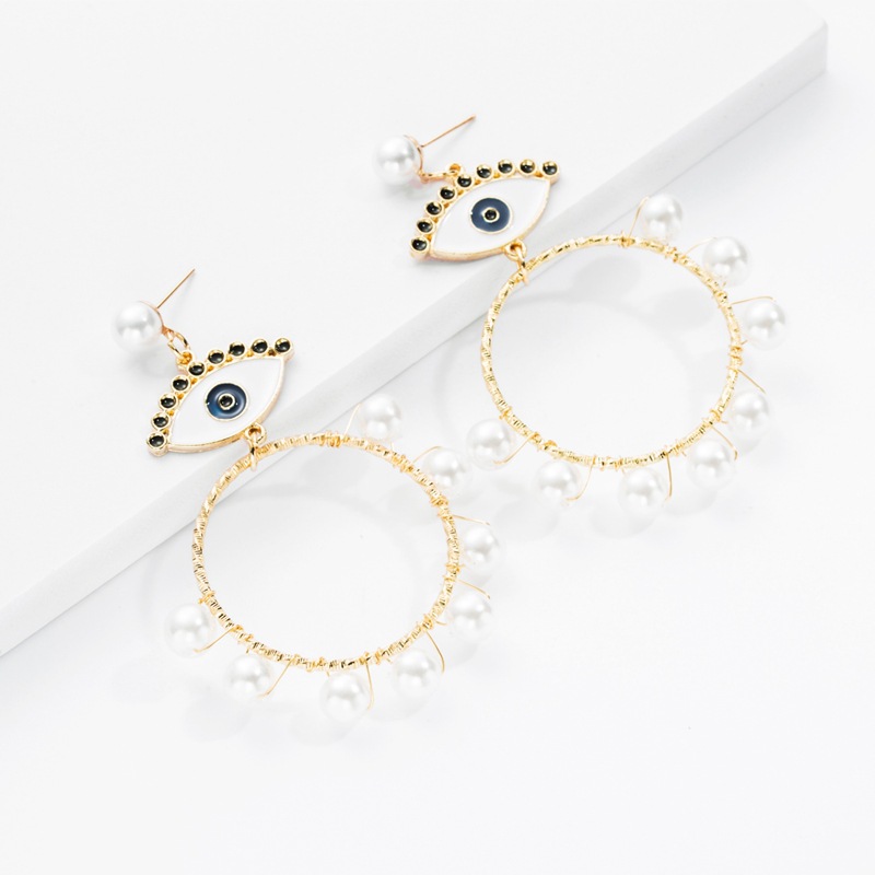 Pendientes New Devil&#39;s Eye Pendientes Fashion Punk Style Pearl Earrings Para Mujeres display picture 4