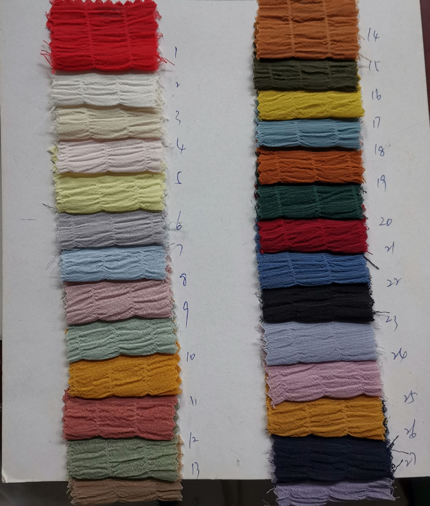 2021爆款涤纶灯笼绉三线格泡泡面料 连衣裙起皱风格布料1205|ms