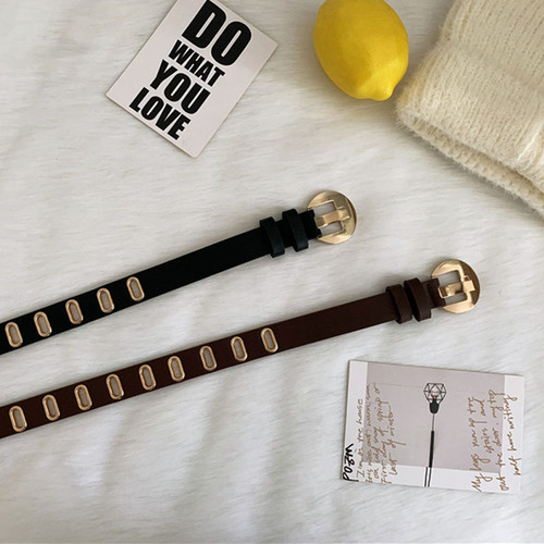 Wholesale belts for women, casual and versatile leather belts, women's belts, full hole belts, fashionable pin buckle trouser belt decorations
