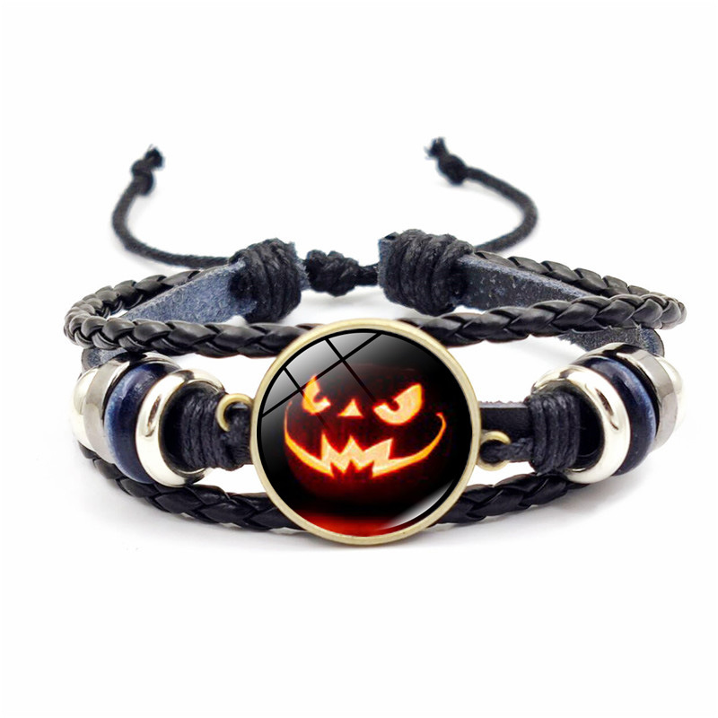 Halloween Demon Pumpkin Beaded Bracelet Retro Woven Accessory_voghion.com