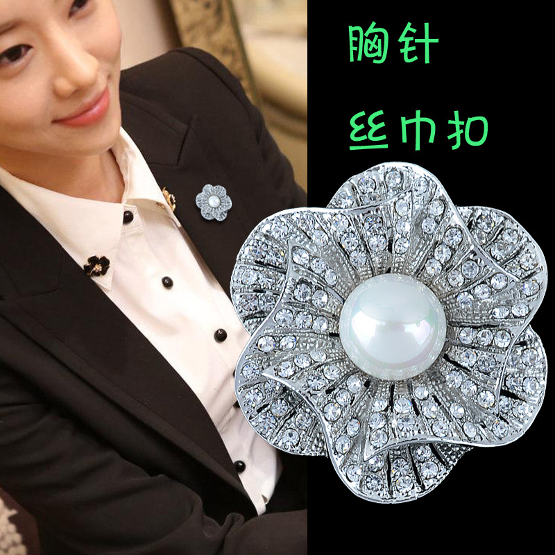 Full diamond new silk scarf buckle two-u...