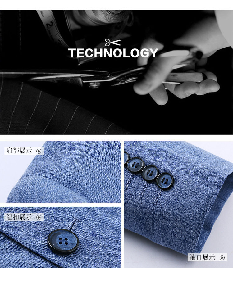 Áo vest nam mỏng nhẹ dáng ôm, phong cách Hàn Quốc, chống nhăn, dài tay — Màu xanh chi tiết 7