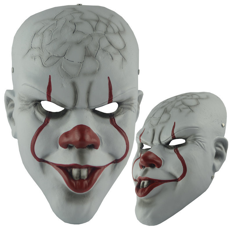 小丑回魂面具cos成人男乳胶头套 恐怖 异形白色面具吓人全脸微笑