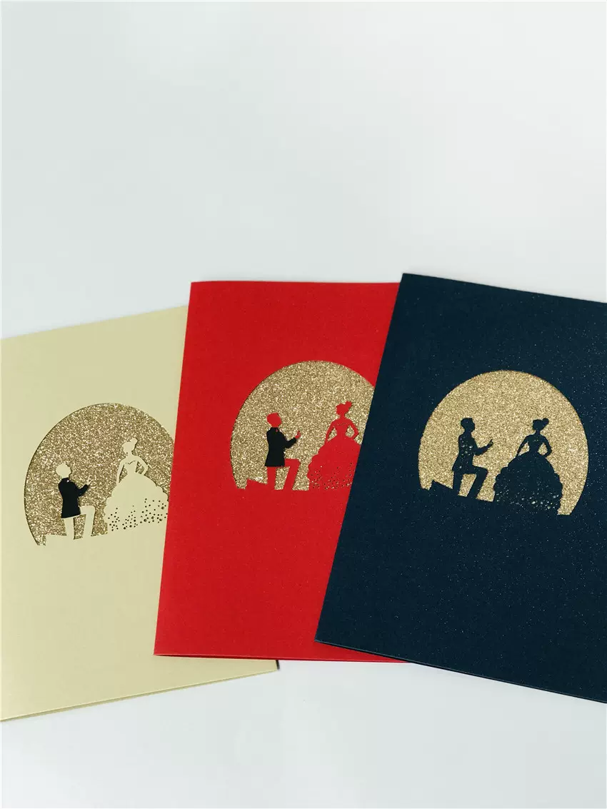 创意立体贺卡 3D结婚请柬 精细手工纸品 可烫金印刷内容LOGO