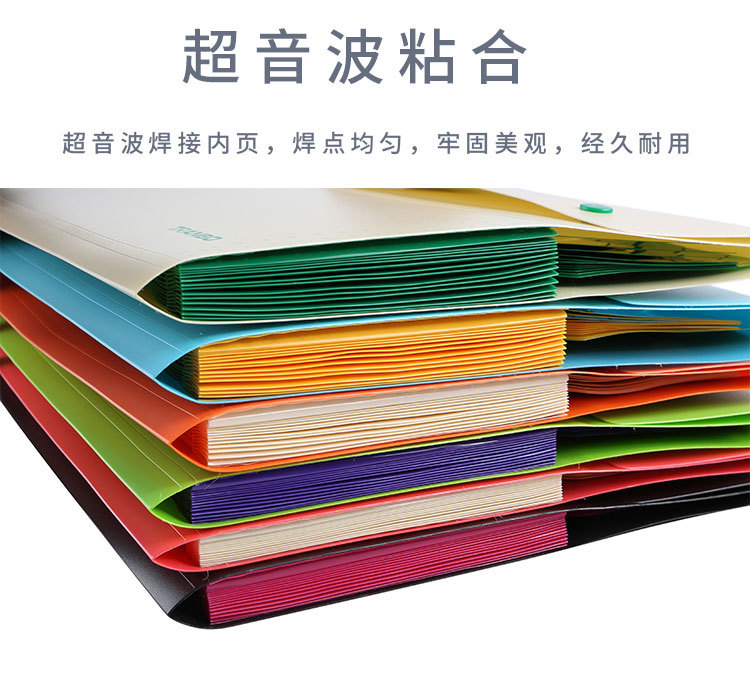 新款5格8格12格纽扣风琴包A4 文件夹文件袋 风琴包试卷文件收纳包详情图7