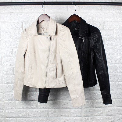 小皮衣女2019春秋季新款女装韩版水洗pu皮机车服夹克外套批代发
