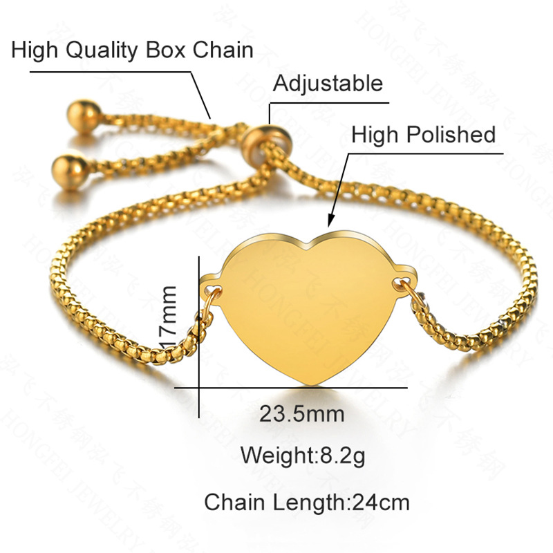 Fashion Heart 304 Stainless Steel 18K Gold Plated No Inlaid Bracelets In Bulk display picture 1