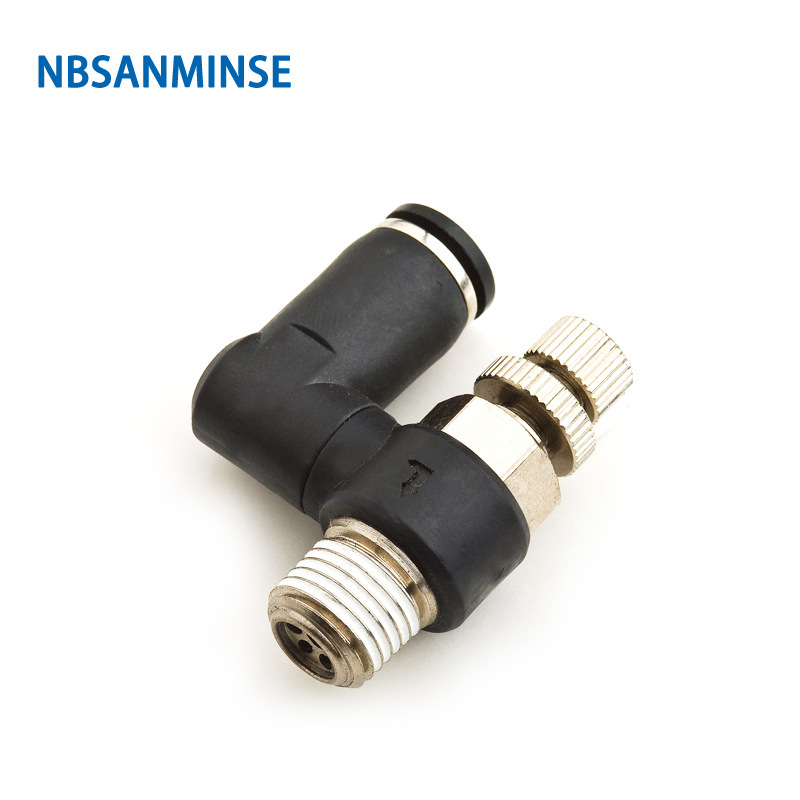 NBSANMINSE SS 自由旋转型 1/8 1/4 3/8 1/2 可调速气动节流阀