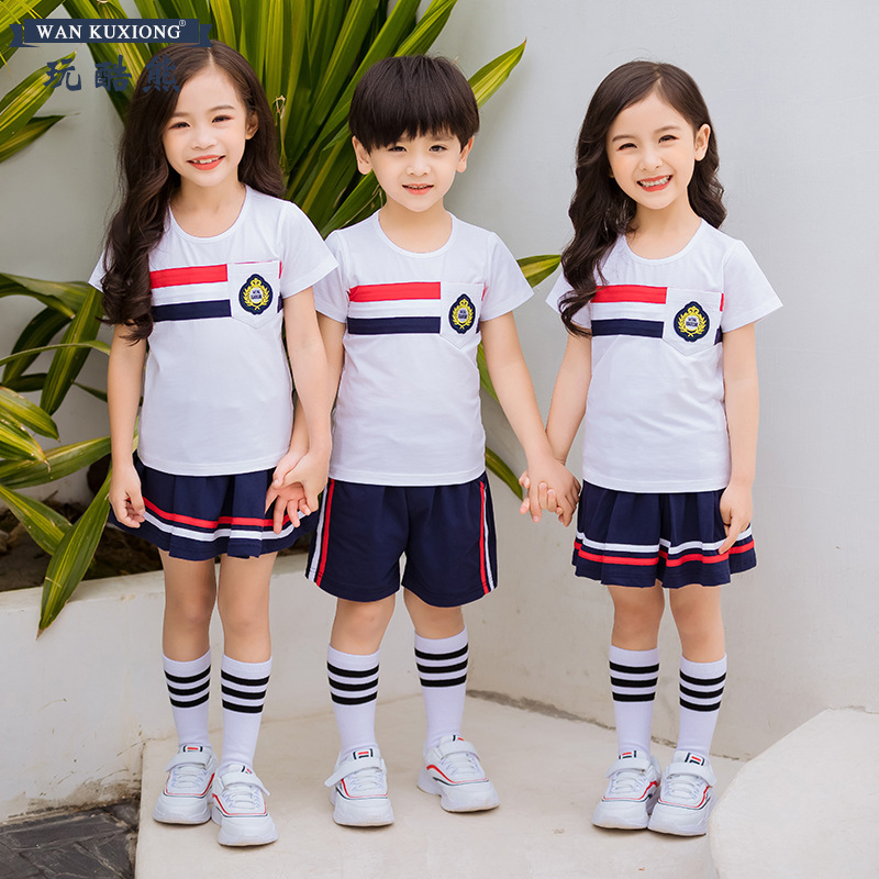 儿童园服夏款2019小学生校服老师运动服新款幼儿园宝宝班服纯棉套|ru