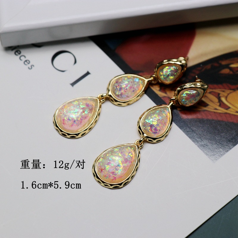 White Colored Water Drop Earrings Earrings Korean Resin Pearl Earrings Wild Jewelry display picture 2
