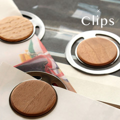 Japanese minimalist bill clip, solid wood bookmark, round, high-quality wood and metal, does not deform, multi-functional ticket holder